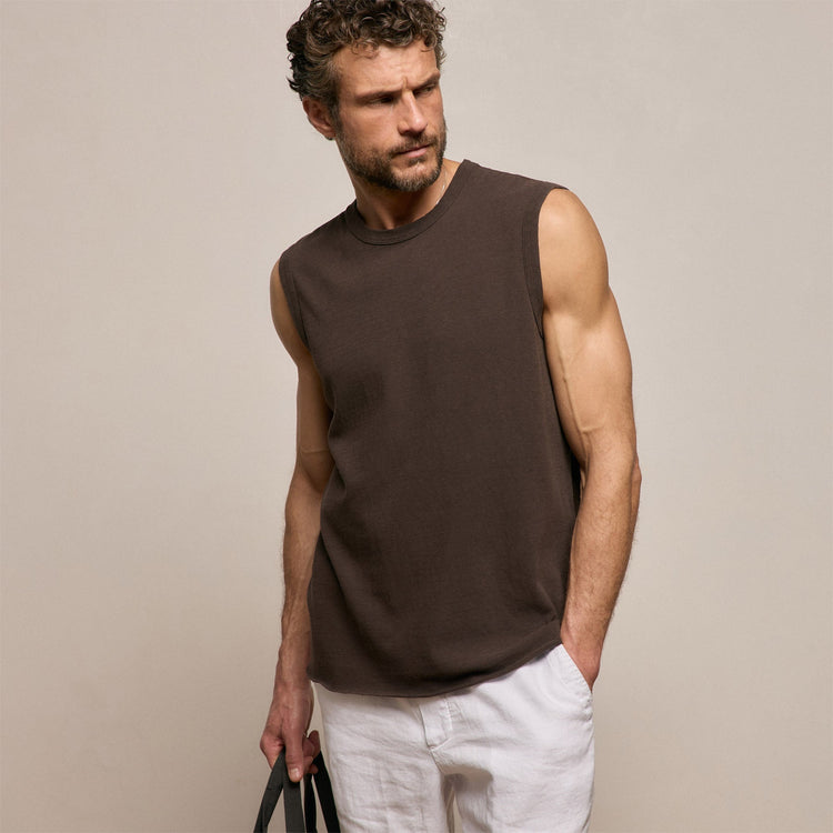 Slub Jersey Tank in Bark Pigment | James Perse Los Angeles