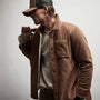 Sherpa Lined Corduroy Shirt Jacket in Chestnut | James Perse Los Angeles