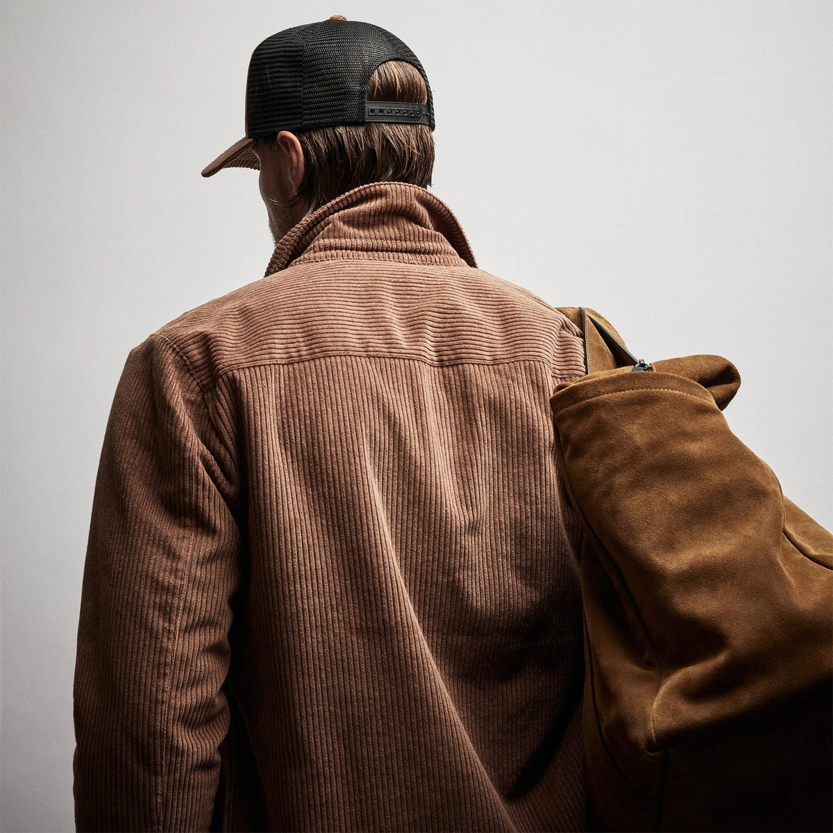 Sherpa Lined Corduroy Shirt Jacket in Chestnut | James Perse Los Angeles