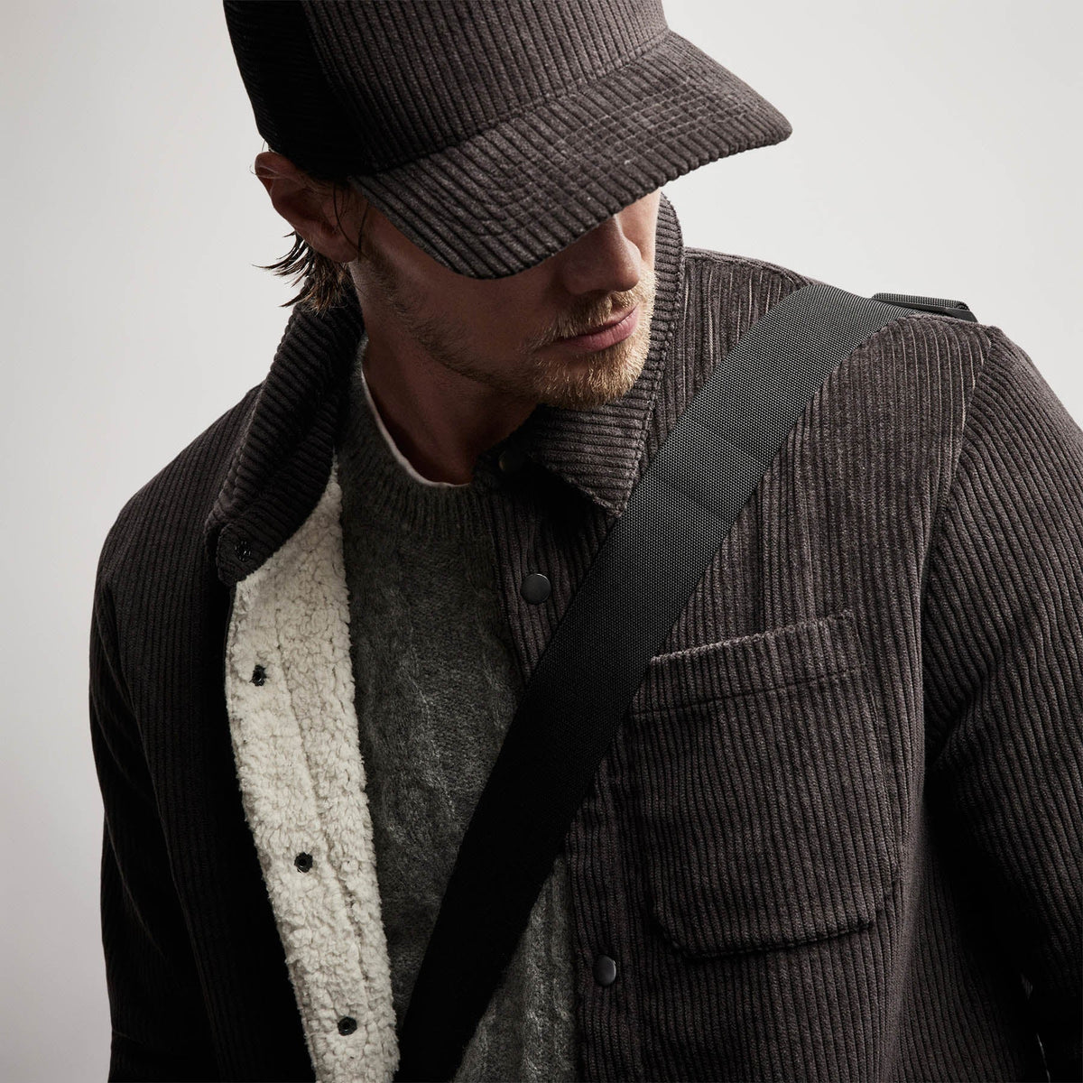 Sherpa Lined Corduroy Shirt Jacket in Kona | James Perse Los Angeles