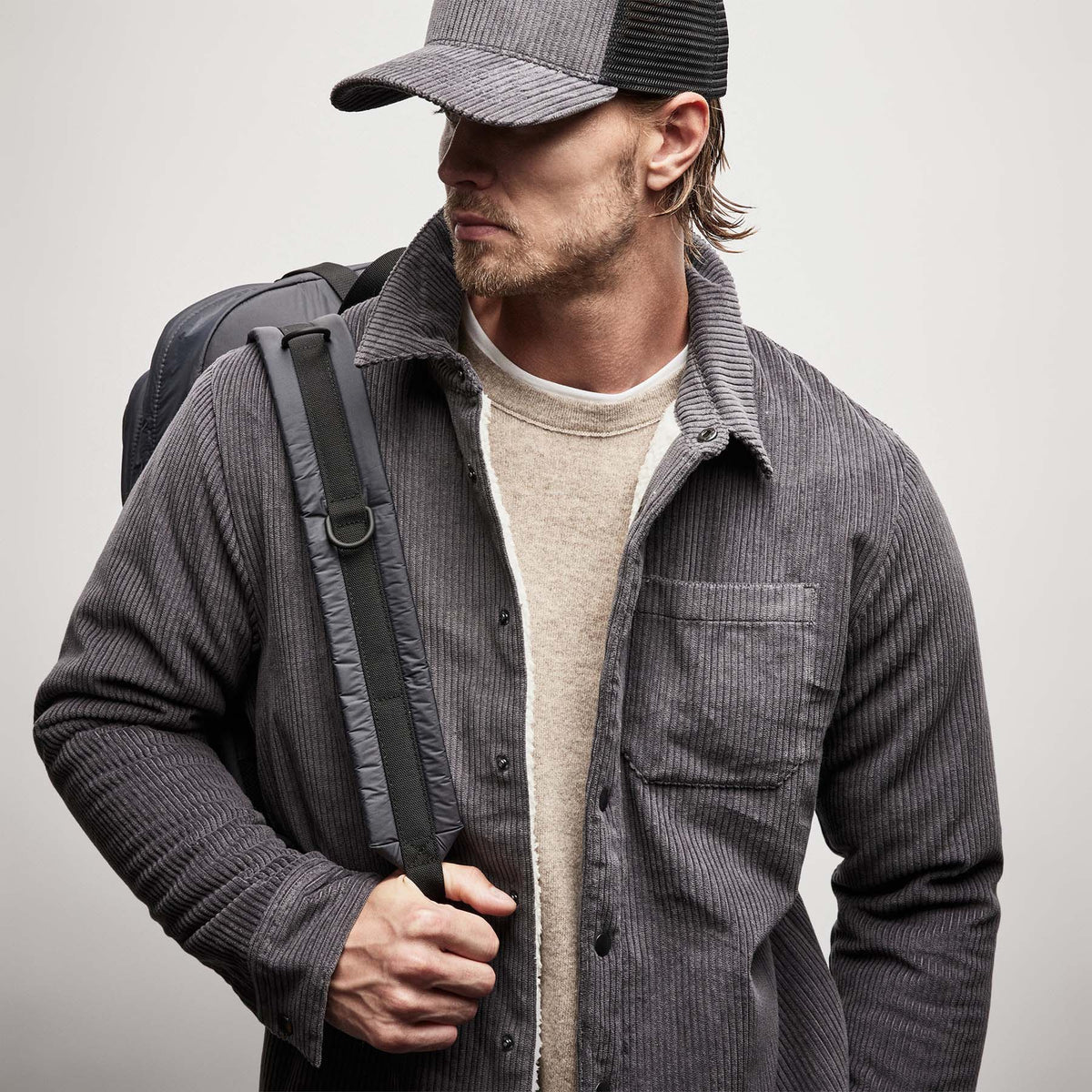 Sherpa Lined Corduroy Shirt Jacket in Magma | James Perse Los Angeles