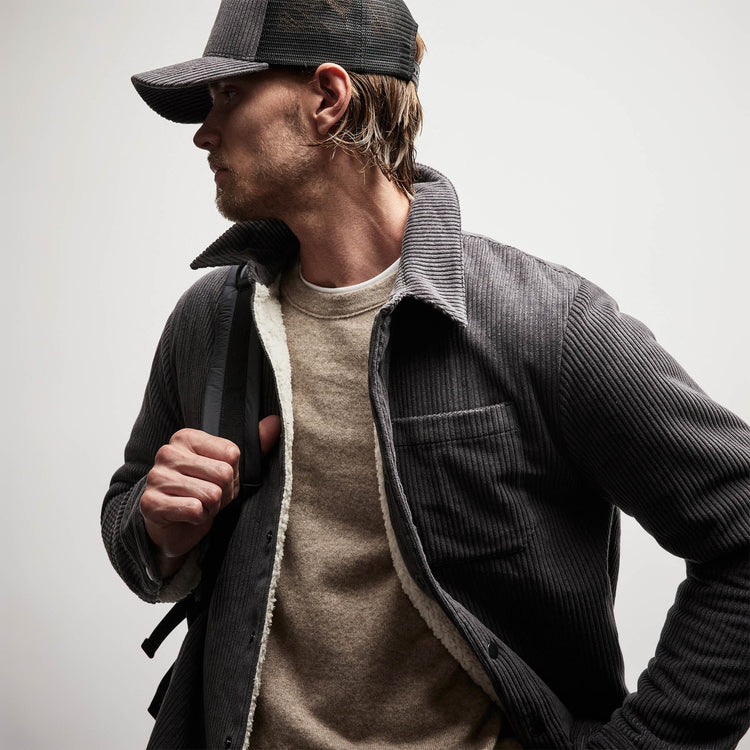 Sherpa Lined Corduroy Shirt Jacket in Magma | James Perse Los Angeles