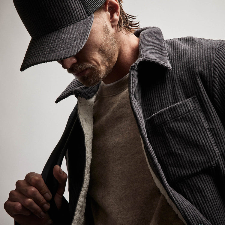 Sherpa Lined Corduroy Shirt Jacket in Magma | James Perse Los Angeles