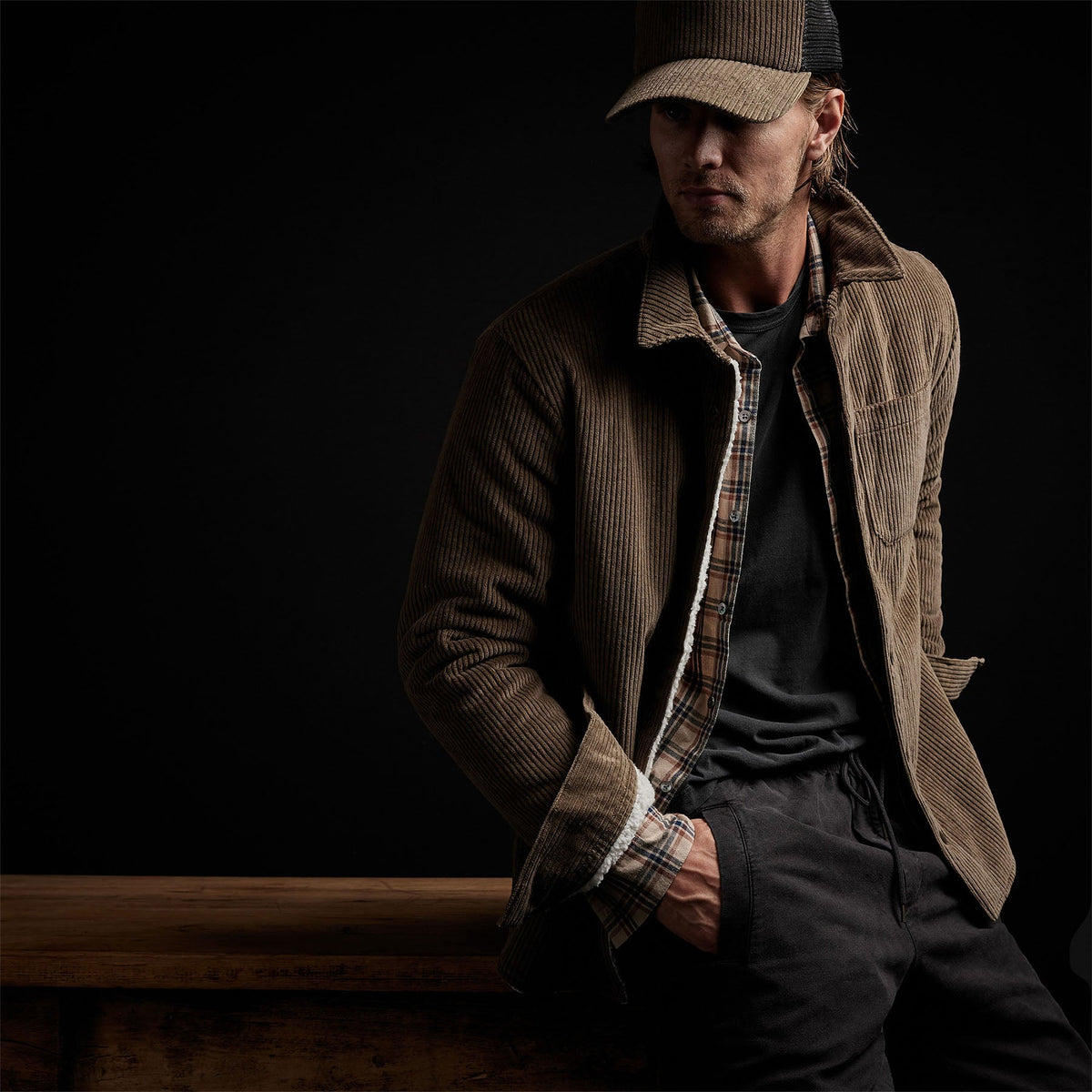 Sherpa Lined Jumbo Cord Jacket in Old Whiskey | James Perse Los Angeles