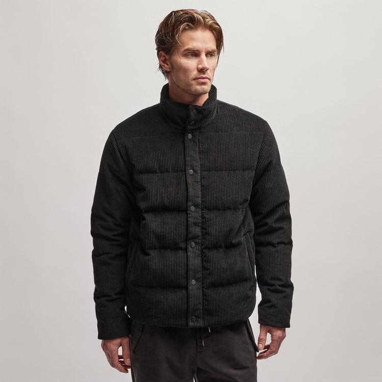 Down Filled Cord Jacket in Black | James Perse Los Angeles