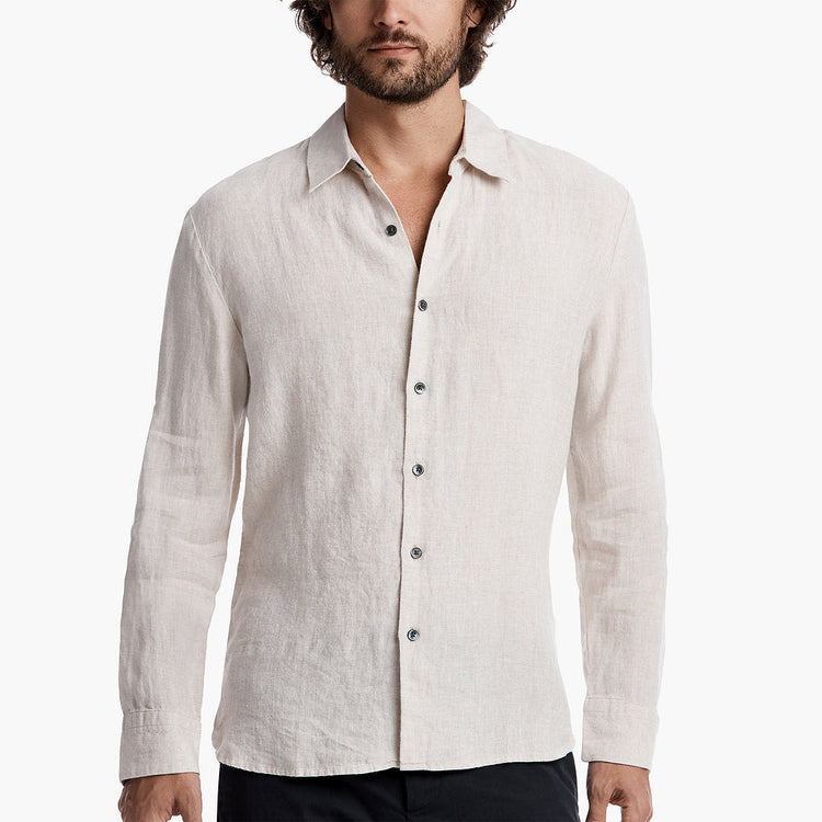 Slim Fit Clean Linen Shirt in Wheat | James Perse Los Angeles