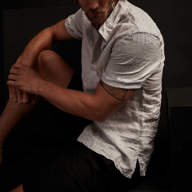 Short Sleeve Linen Shirt In Feather | James Perse Los Angeles