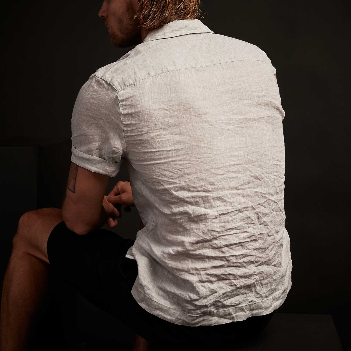 Short Sleeve Linen Shirt In Feather | James Perse Los Angeles