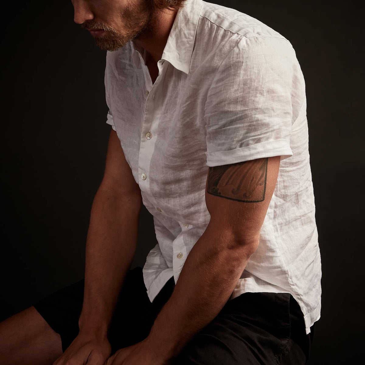 Short Sleeve Linen Shirt In White | James Perse Los Angeles