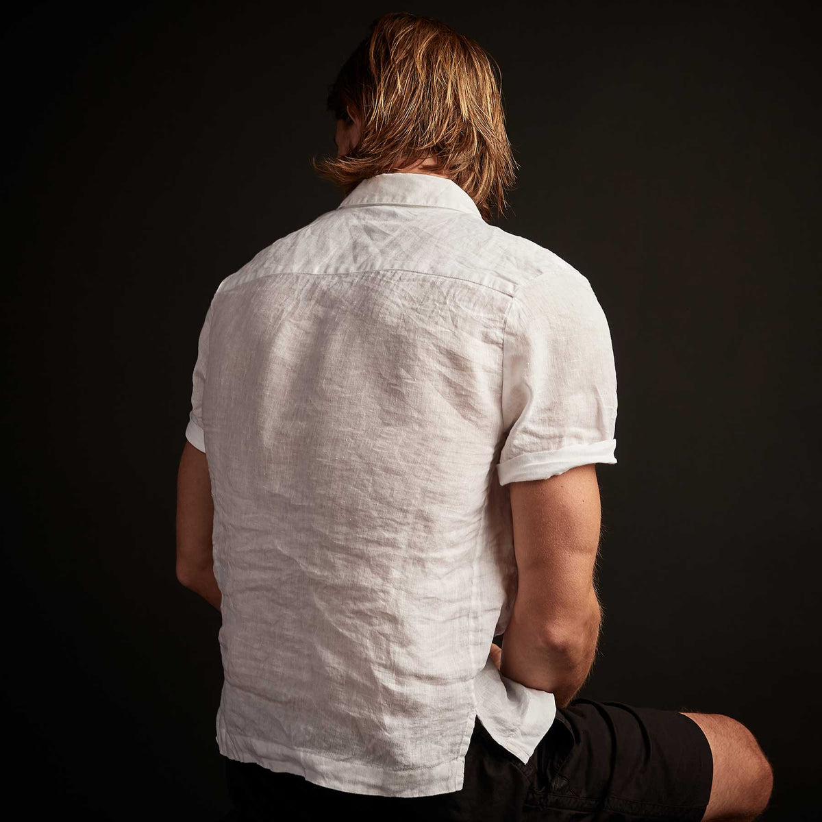 Short Sleeve Linen Shirt In White | James Perse Los Angeles