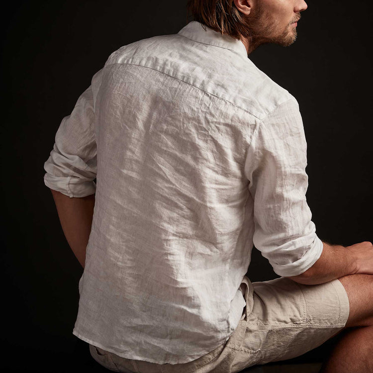 Long Sleeve Linen Pocket Shirt  In White | James Perse Los Angeles
