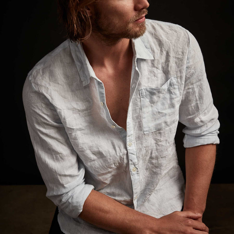 Long Sleeve Linen Pocket Shirt  In Wash | James Perse Los Angeles