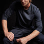 Shirttail Hem Crew in Blue Oil Pigment | James Perse Los Angeles 