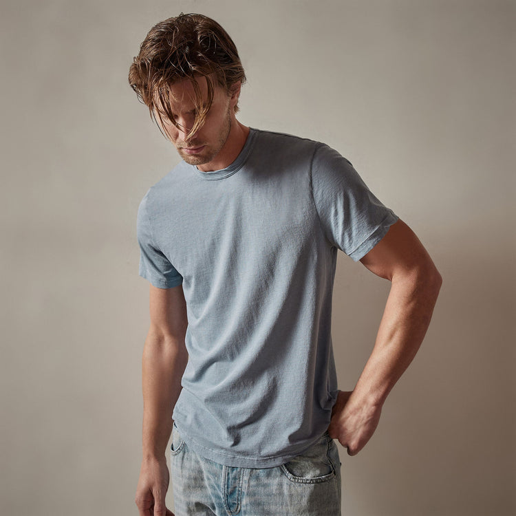 Clear Jersey Crew in Bluestone Pigment | James Perse Los Angeles