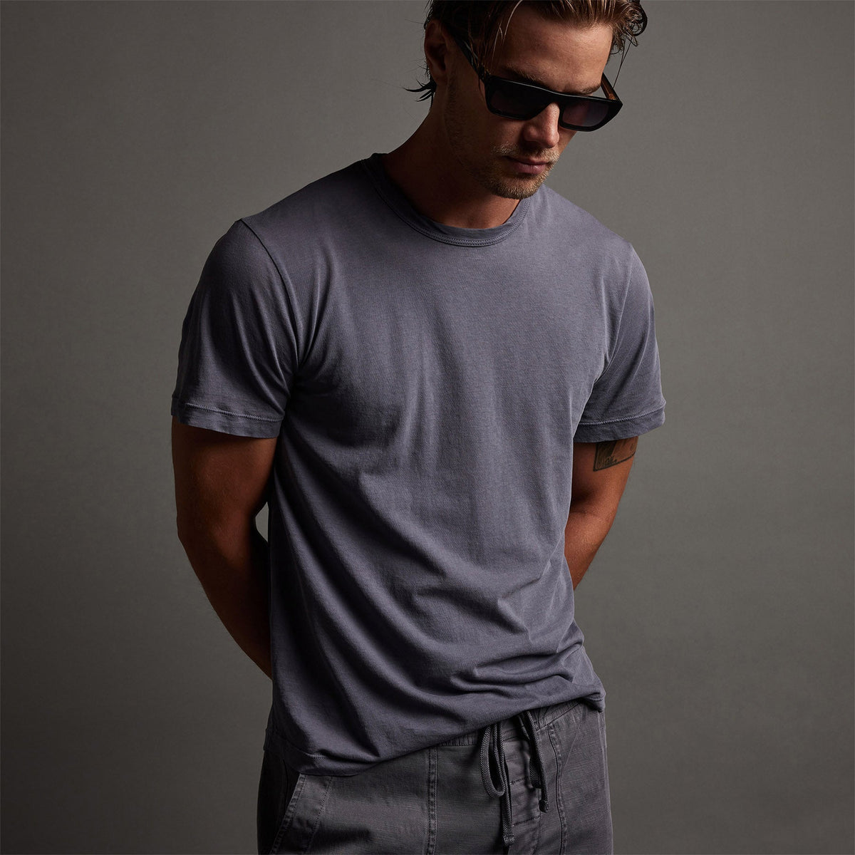 Clear Jersey Crew in Flannel Pigment | James Perse Los Angeles