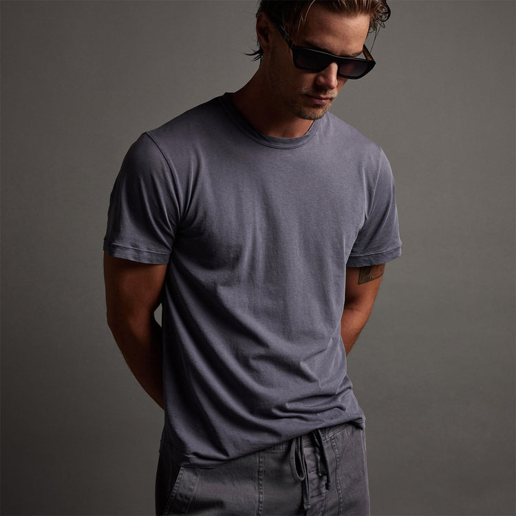 Clear Jersey Crew in Flannel Pigment | James Perse Los Angeles