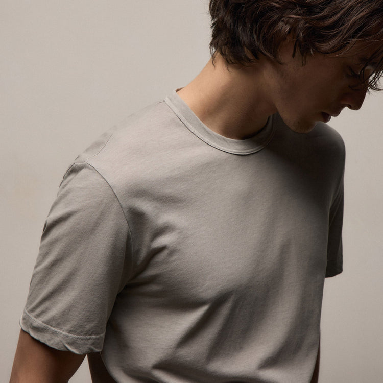 Clear Jersey Crew in Fog Pigment | James Perse Los Angeles