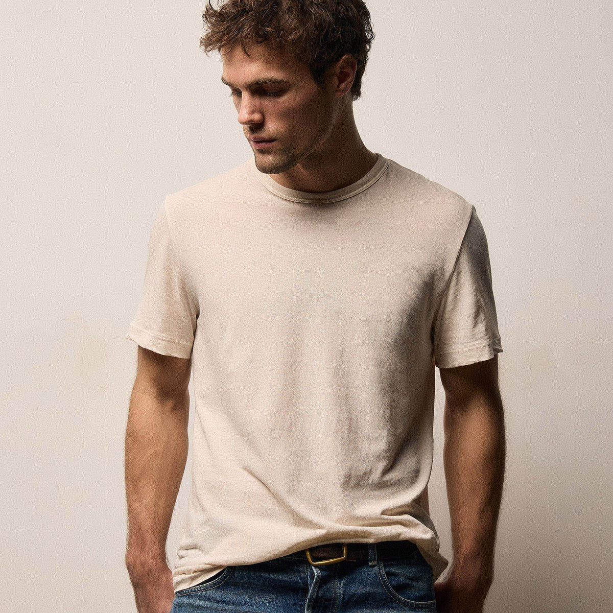Clear Jersey Crew in Latte Pigment | James Perse Los Angeles