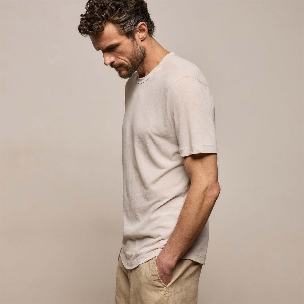 Clear Jersey Crew in Pearl Pigment | James Perse Los Angeles