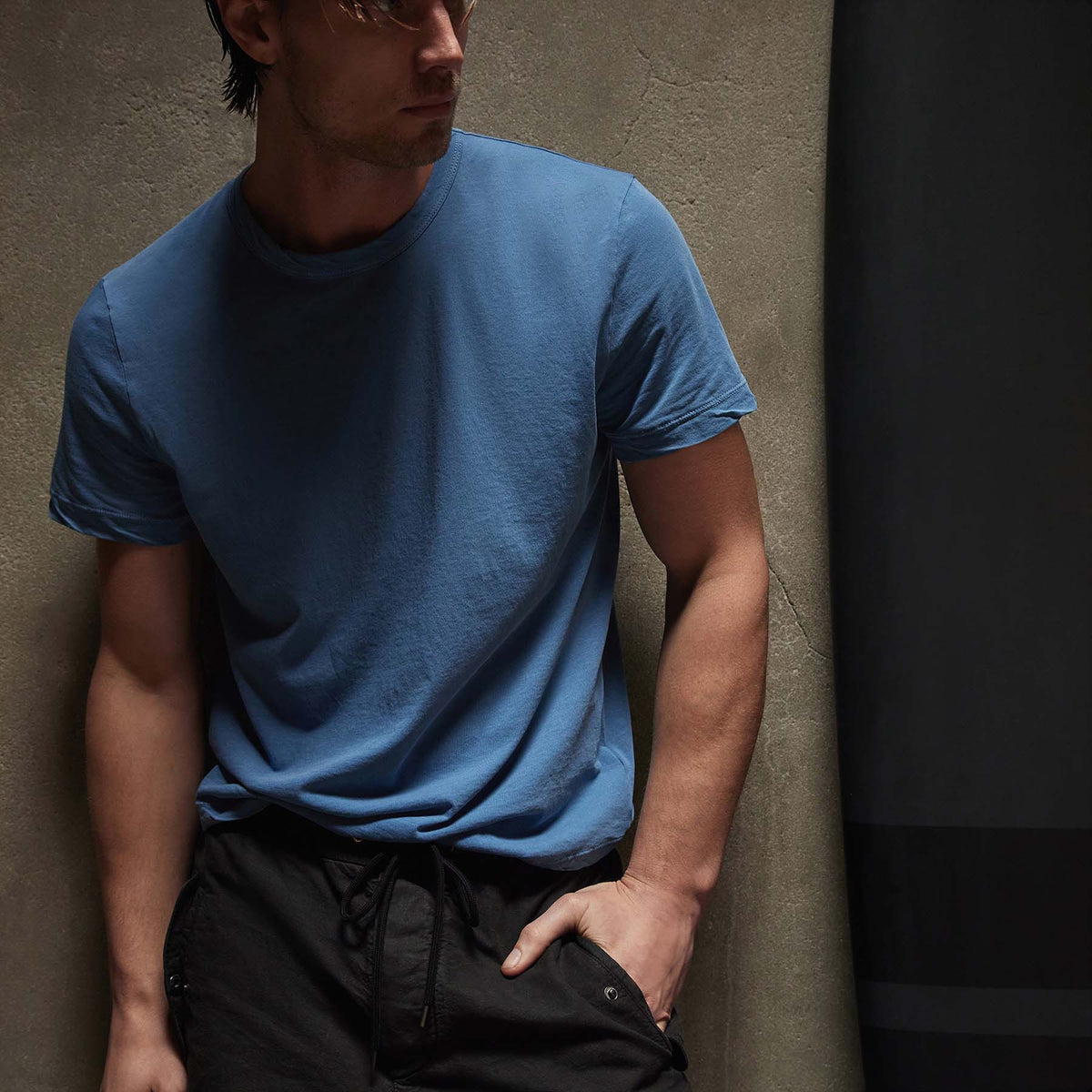 Clear Jersey Crew in Spectrum Blue Pigment | James Perse Los Angeles