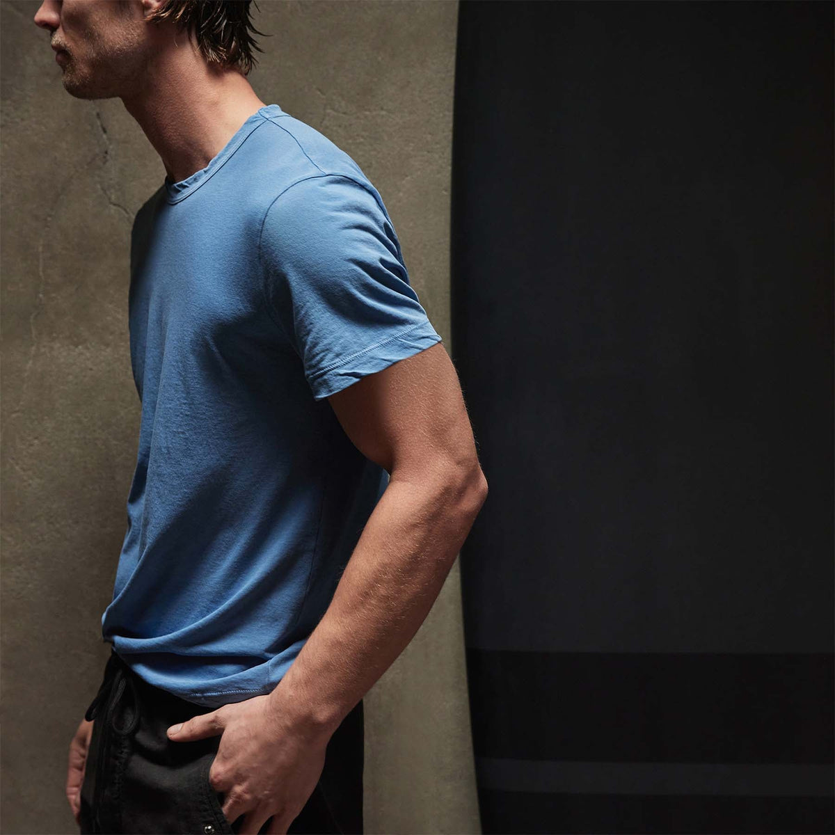 Clear Jersey Crew in Spectrum Blue Pigment | James Perse Los Angeles