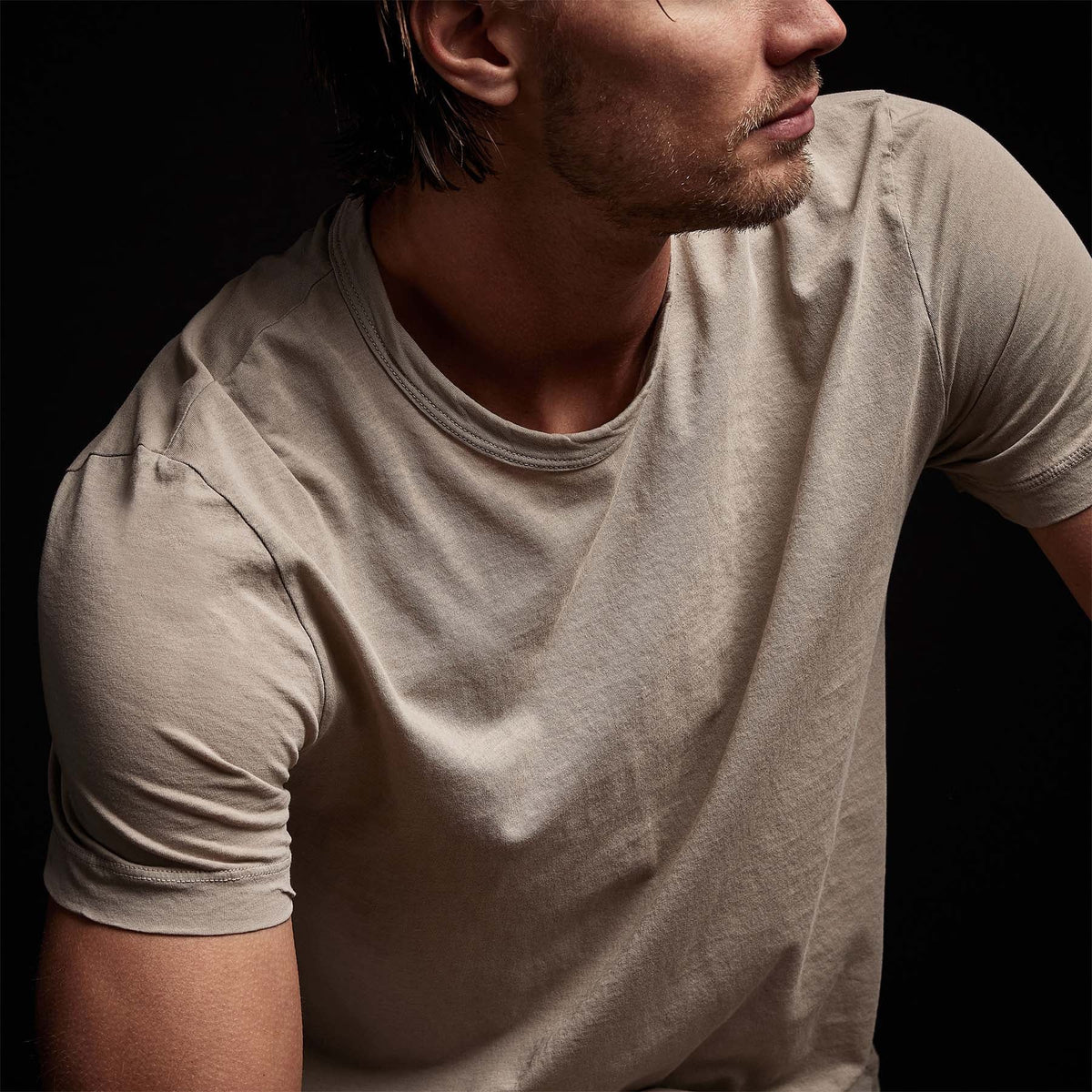 Clear Jersey Crew in String Pigment | James Perse Los Angeles