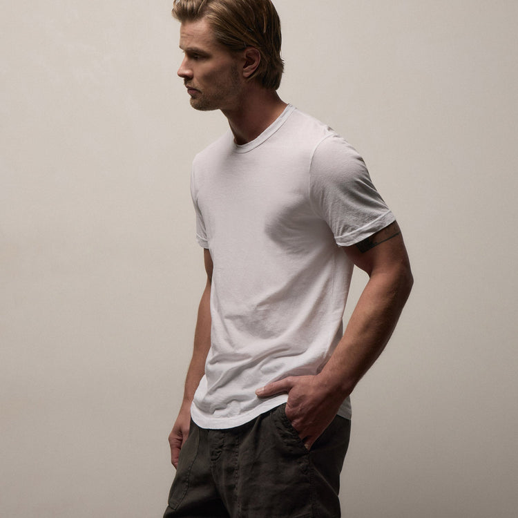 Clear Jersey Crew in White | James Perse Los Angeles