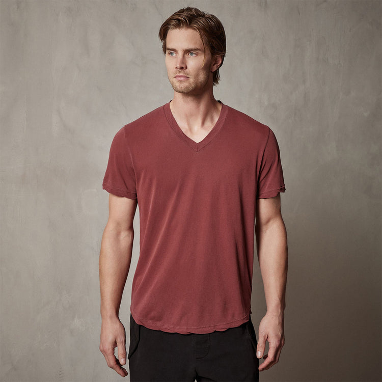 Clear Jersey V Neck in Claret Pigment | James Perse Los Angeles