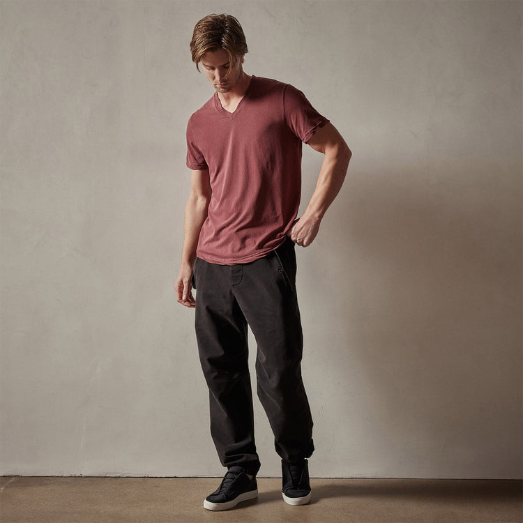 Clear Jersey V Neck in Claret Pigment | James Perse Los Angeles