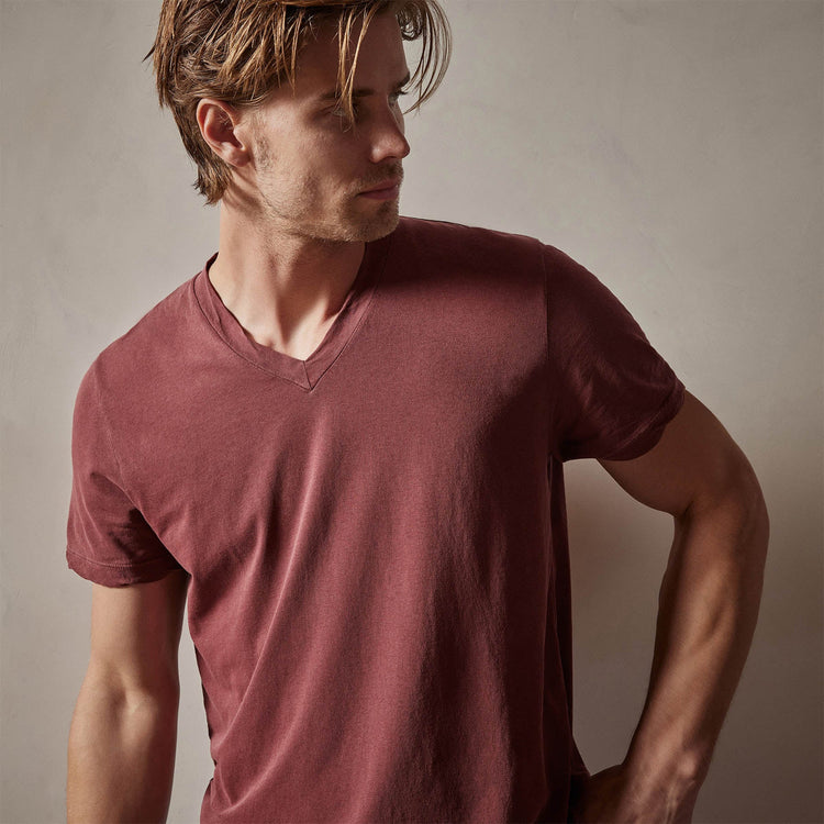 Clear Jersey V Neck in Claret Pigment | James Perse Los Angeles