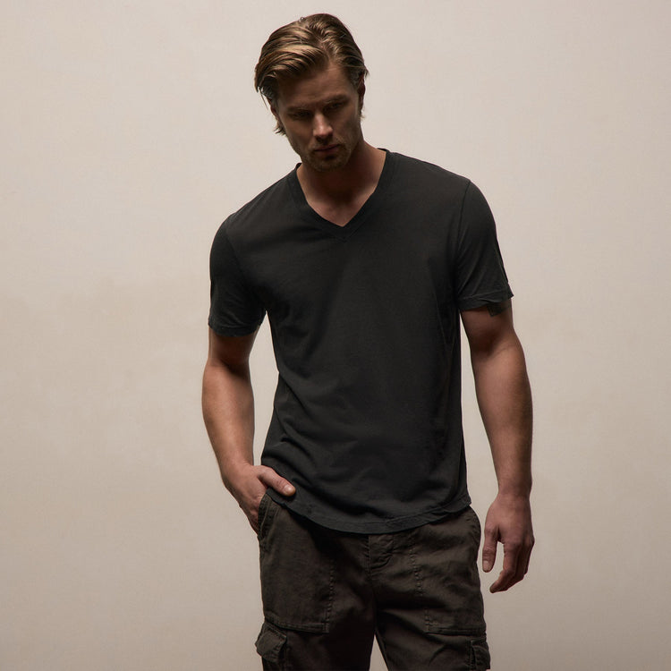 Clear Jersey V Neck in Carbon Pigment | James Perse Los Angeles