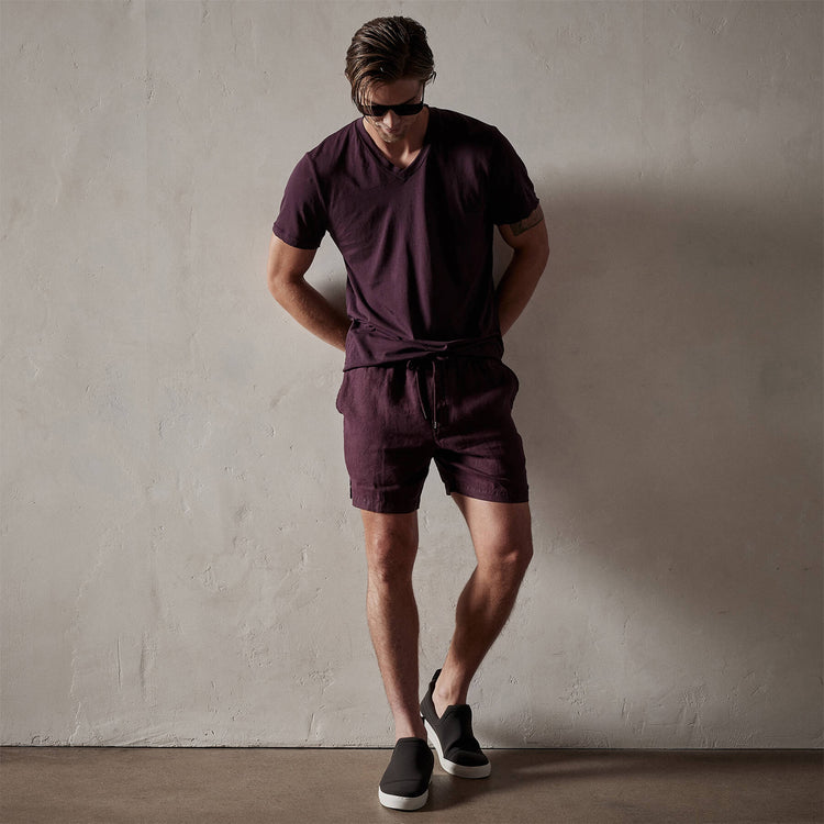 Clear Jersey V Neck in Eggplant | James Perse Los Angeles