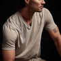 Clear Jersey V Neck in String Pigment | James Perse Los Angeles