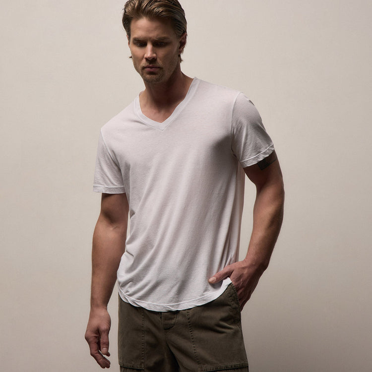 Clear Jersey V Neck in White | James Perse Los Angeles