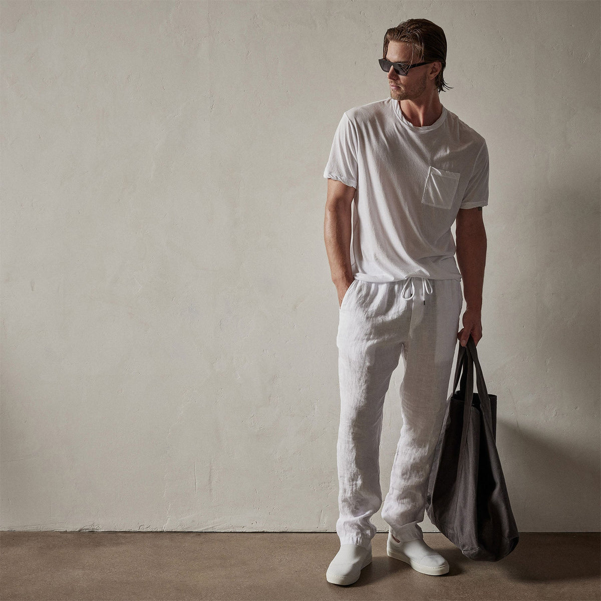 Lightweight Linen Pant in White | James Perse Los Angeles