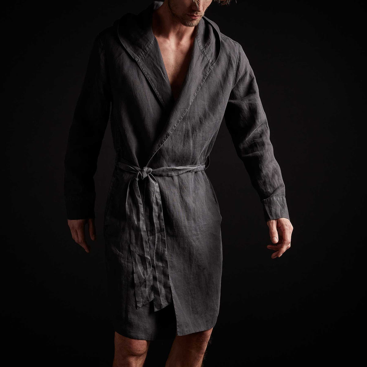 Linen Hooded Robe - Magma Pigment