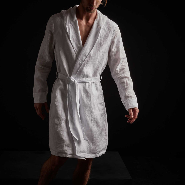 linen hooded robe white | James Perse Los Angeles 
