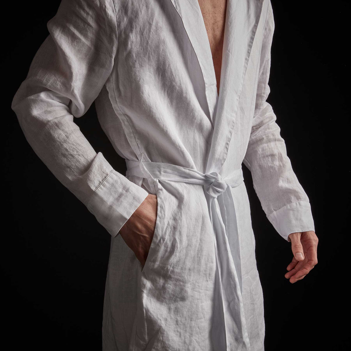 linen hooded robe white | James Perse Los Angeles 
