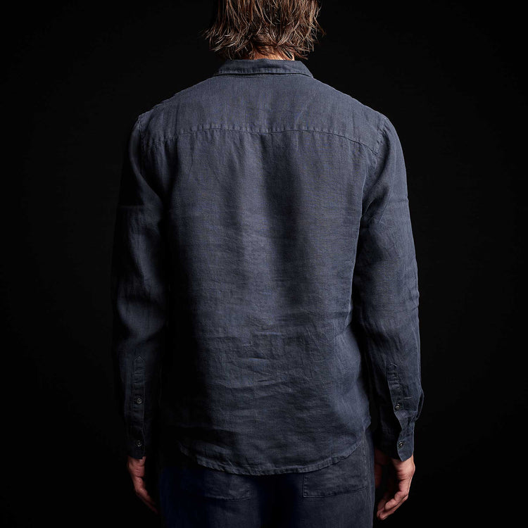 Classic Linen Shirt in Blue Oil | James Perse Los Angeles 