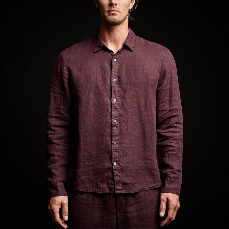 Classic Linen Shirt in Eggplant | James Perse Los Angeles