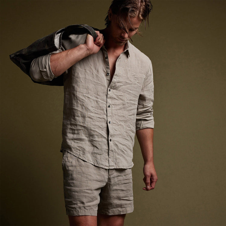 Classic Linen Shirt in Silt Pigment | James Perse Los Angeles