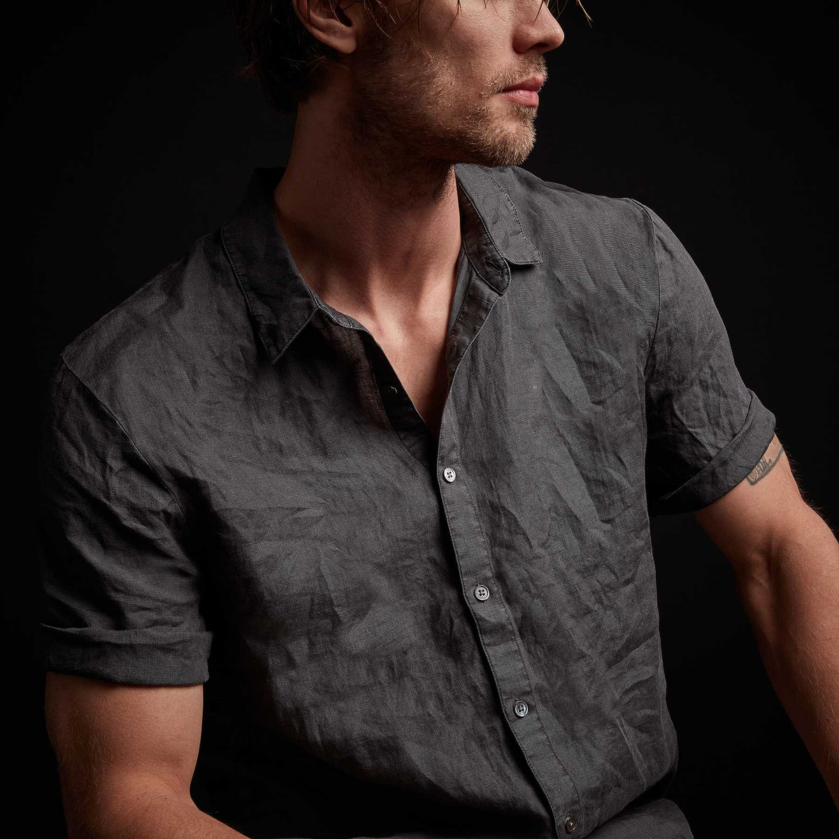 Rolled Sleeve Linen Shirt - Magma Pigment