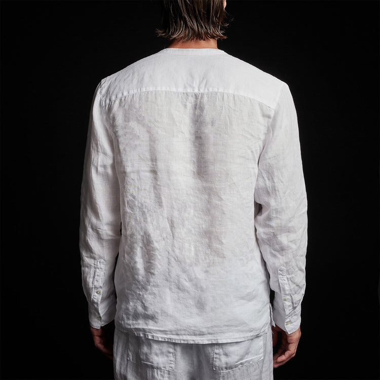 Band Collar Linen Shirt in White | James Perse Los Angeles