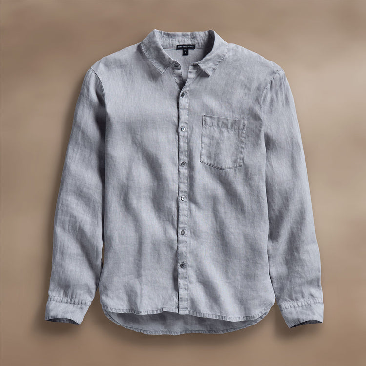 Lightweight Linen Shirt in Grey Sky Pigment | James Perse Los Angeles