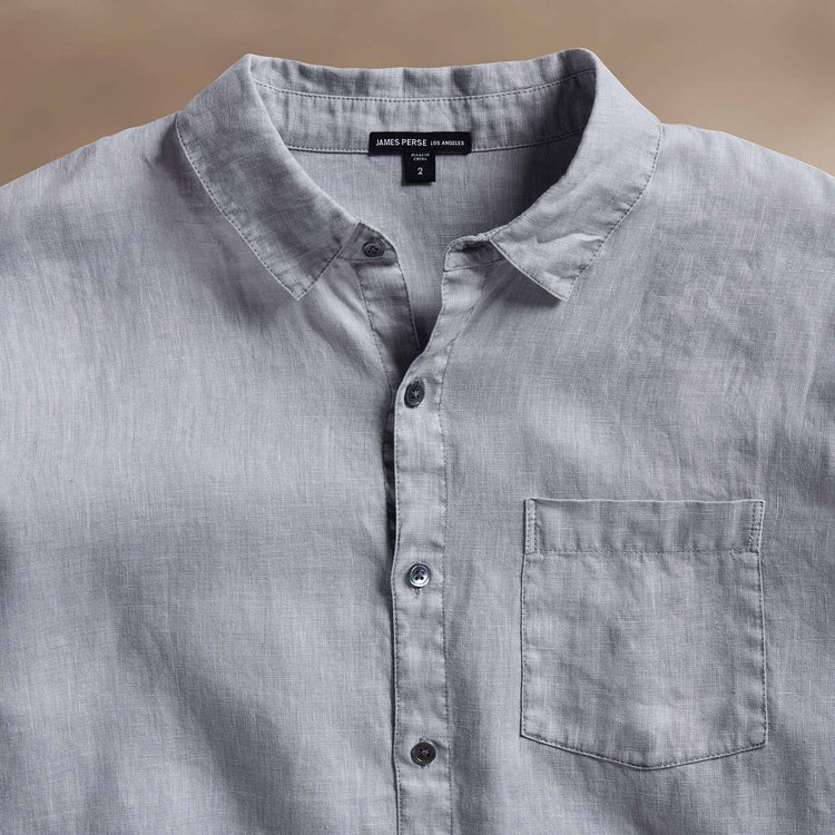 Lightweight Linen Shirt in Grey Sky Pigment | James Perse Los Angeles