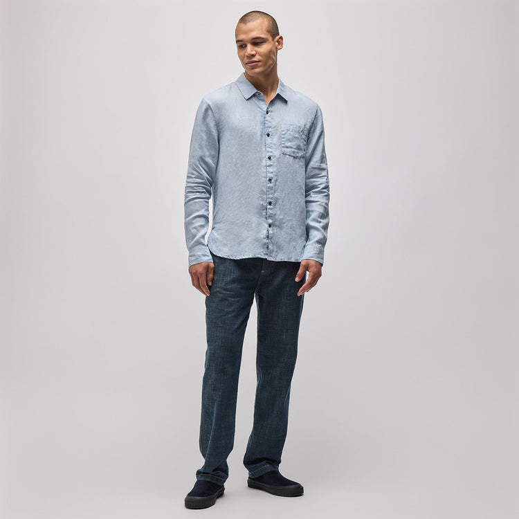 Lightweight Linen Shirt in Open Sky Pigment | James Perse Los Angeles