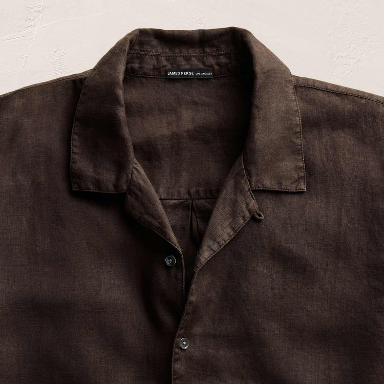 Lightweight Linen Short Sleeve Shirt in Bark Pigment | James Perse Los Angeles