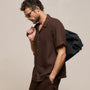 Lightweight Linen Short Sleeve Shirt in Bark Pigment | James Perse Los Angeles