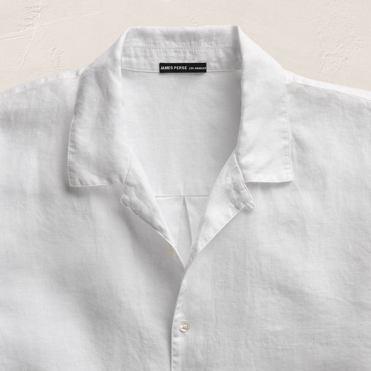 Lightweight Linen Short Sleeve Shirt in White | James Perse Los Angeles