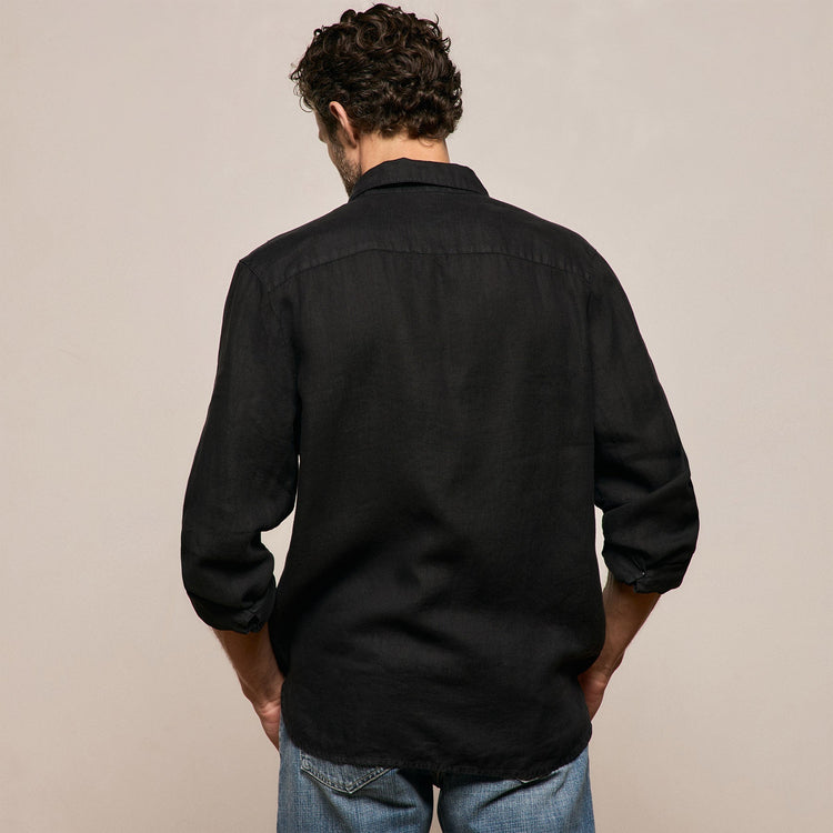 Lightweight Linen Shirt in Black | James Perse Los Angeles